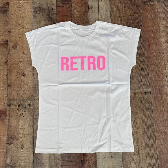 Retro white and pink short sleeve tshirt size small - Picture 1 of 5
